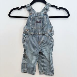 Oshkosh Baby B’gosh Blue & White Striped Denim Overalls, Size 6 Months